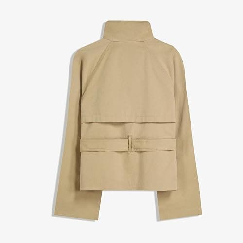 Maohao Women's Cropped Trench Coat Double Breasted Short Jacket High Collar Fall Winter Coats Trendy Outfit with Belt thumbnail 6