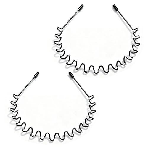 Asltw 2 PCS Metal Hair Band for Men Headband Women Bands, Head Bands for Women's Hair Non Slip, Unisex Black Simple Fashion Hair Bands, Outdoor Sports Headbands Hoop Accessories - Image 1