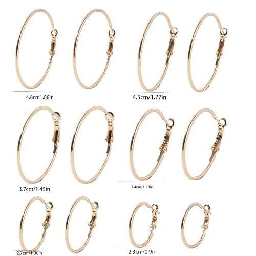 6 Pair Hoop Earring Set 14K Gold Plated Earrings,Stainless Hoop Earring Women Jewelry Gold/Silver Jewelry Gift thumbnail 7