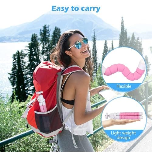 Ubeesize Portable Tripod Stand with Wireless Remote & Clip, Flexible Phone Holder for Video Recording (Pink) thumbnail 6