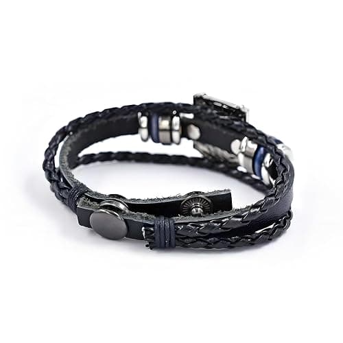 Attack on Titan Wings of Freedom Leather Anime Bracelet Survey Corps Gift | Wings of Freedom zinc alloy emblem, turquoise and silver beads, genuine leather, snap buckles, 8.7 in, 0.4 oz thumbnail 6