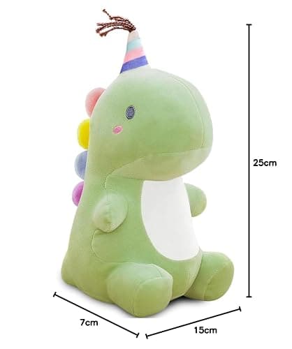 SQEQE Dinosaur Plush Toy Kawaii Dino Stuffed Animals Soft Fluffy Plush Doll Birthday Gifts for Girls Boys Kidult(Green, 9.8 Inch) thumbnail 2