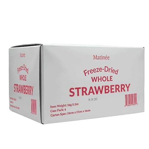 MATINÉE Freeze Dried Strawberries, Whole Dried Strawberries, Dehydrated Fruit, Dried Fruit Snack for Baking, Yogurt & Kids Treats-Vegan, Non-GMO, Preservative Free, 1.2oz, 34g (Pack of 4 Bag) thumbnail 7