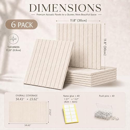 OceanBreezy Large Oatmea Felt Square Cork Board Alternative 6-Pack,36"x 24" | Felt Bulletin Board with 40 Removable Nano Adhesive Tabs & 40 Pushpins, Felt Wall Panels for Wall Home Office Classroom thumbnail 3