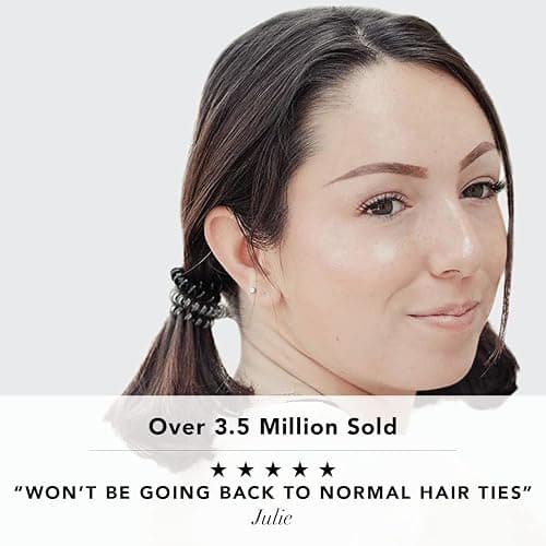 Kitsch Spiral Hair Ties for Women – Black Elastic Hair Ties No Damage, Ponytail Holders for Thick and Thin Hair – Creaseless and Dent-Free Coil | Ideal Gifts for Women - 8pc Set, Black thumbnail 2