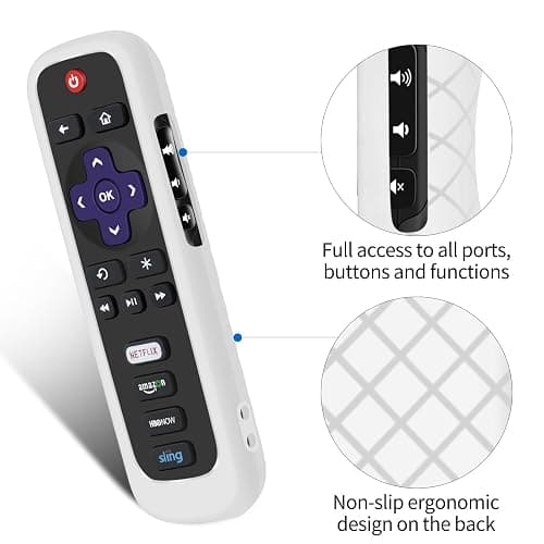 Remote Case for Roku, Battery Cover for TCL Roku Smart TV Steaming Stick Remote, Roku TV Remote Cover Silicone Protective Controller Universal Sleeve Skin White thumbnail 6