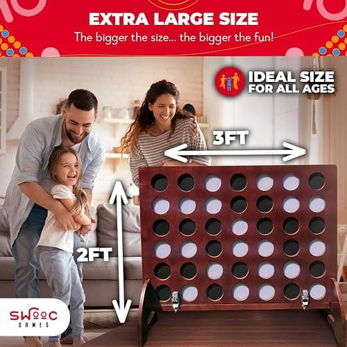 Swooc Games - Giant Four in a Row (All Weather) with Carrying Case & 60% Quieter Design - Giant Connect Game Outdoor for Adults and Family - 4 in a Row Life Size Yard Games for Kids and Adults thumbnail 6