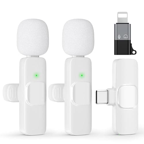 USB C Mini Wireless Lavalier Microphone for iPhone 15 16, iOS and Android Devices - Noise Reduction Lapel Mic for Recording, Clip on Omni Lav Mic for Video Recording, Tiktok, Youtube, Vlog (White) - Image 1