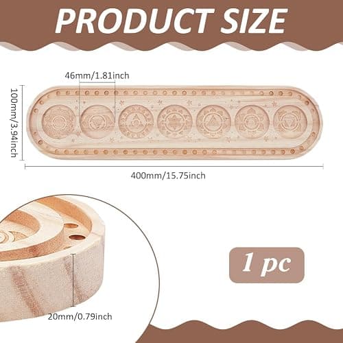 BENECREAT Wood Bead Design Board, Oval Rectangle Bracelet Bead Board with Chakra Pattern Bead Tray for Art Crafts Jewelry Making Beading Supplies, 15.7x3.9Inch thumbnail 3