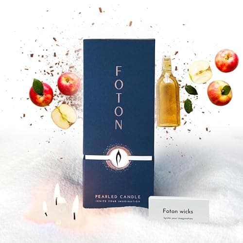 Foton Pearled Candle 18 Oz - Snowy Cider Non Toxic Luxury Long Lasting Powder Wax Sand Candles up to 120 Hours - Refillable Pearl Candle Sand with 30 Wicks - Image 1