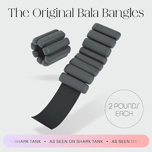 Bala Bangles Wrist & Ankle Weights for Women & Men - Adjustable Weighted Bands - Soft Silicone Arm & Leg Weights for Pilates, Yoga, Walking, Barre, Home Workout & Strength Training Exercise thumbnail 2