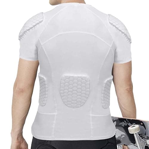 MK MOSSE KARNE Mens Padded Compression Shirt Football Rib Protectors 6-Football Pads Chest Protector Padded Shirt Protective Gear for Football Baseball Basketball thumbnail 5