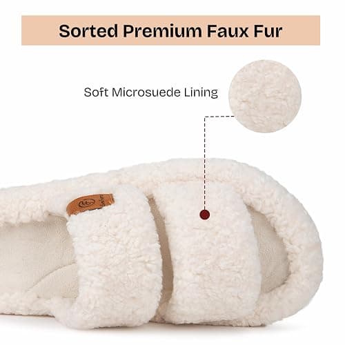 EverFoams Womens Fuzzy Open-toe Slippers Soft Comfy Memory Foam Indoor House Shoes thumbnail 5