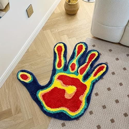 LAKEA Handmade Palm Rug Shape Tufted Carpet Plush Fluffy Soft Multiple Color Home Decor Living Room Bedroom Room Aesthetic (31.5X31.5 Inch) thumbnail 7