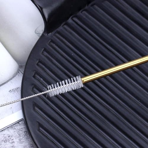 18 Piece Gold Stainless Steel Straws, 8.5 '' Reusable Drinking Straws,with Portable pouch,Suitable for wine and cold drinks (8 Straight/8 Bent/2 Brushes) thumbnail 5