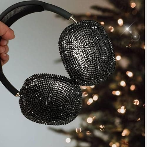 Black Cover for Airpods Max, Bling Rhinestone Apple Headphone Case Sparkling Cute Glitter Airpod pro max Ear Covers Protective Accessories thumbnail 5