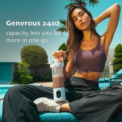 QUIK Portable Blender - Cordless 24oz. Personal Blender for Shakes and Smoothies, Licuadora, BPA Free - Ice Crush, Dishwasher safe parts, Waterproof, Triple Batteries, Juicer Cup, Black thumbnail 9