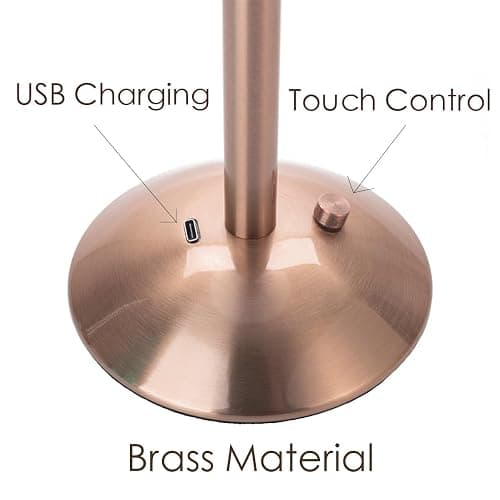 Cordless Table Lamps for Home,Dining Room, Gold Rechargeable Lamps, USB Charge 12'' Tall LED Brass Portable Outdoor Indoor Desk Lamp with Built-in Dimmer (Champagne Gold-Flower) thumbnail 4