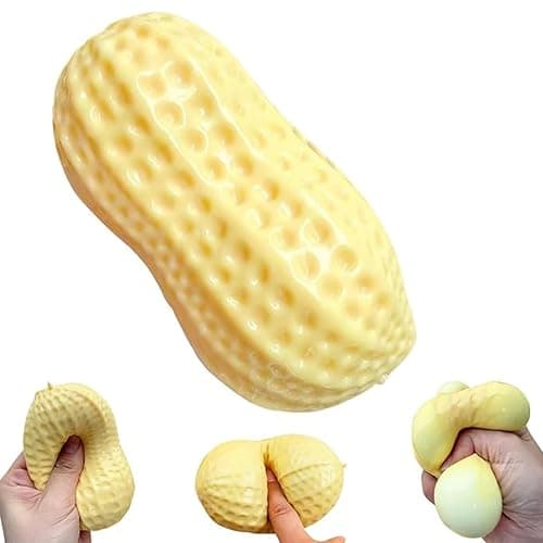 Peanut Squishy Peanut Shape Stress Relief Squeeze Fidget Toys, Soft Anxiety Relief Hand Grip Decompression Ball, Soft Squeeze Decompression Dough for Adults Office Desk Decor - Image 1