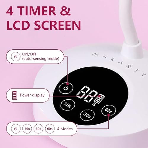Makartt UV Nail Lamp - Luminoza 10W Mini Cordless UV Light for Gel Nails, Rechargeable LED Auto Curing Lampe UV with 4 Timers, Goosenecks UV Lamp for Nail Salon Home DIY Manicure thumbnail 6