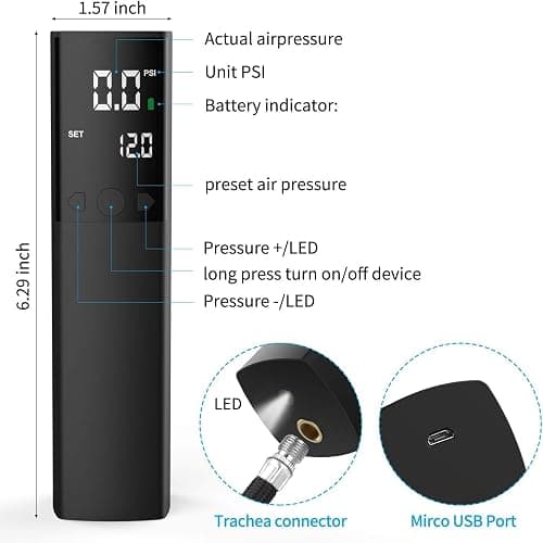 Pumteck Electric Ball Pump, Smart Air Pump Portable Fast Ball Inflation with Precise Pressure Gauge and Digital LCD Display for Football Basketball Volleyball Football (2 Pin and 1 Spout) thumbnail 5
