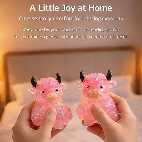 Lullipel 4PCS Glitter Highland Cow Fidget Squishies - Ultra-Soft Slow Rising Stress Relief Toys, Cute Desk Decor for Cow Lovers Adults | Easter Basket Stuffers Party Favors thumbnail 5
