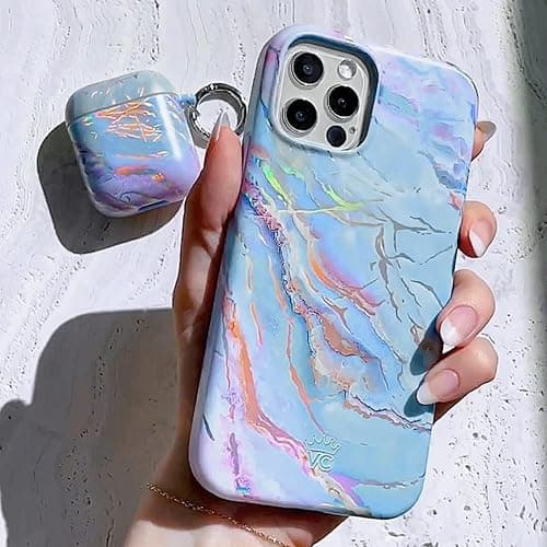 VELVET CAVIAR for iPhone 15 Plus Case Marble - Cute Protective Cover for Women - Compatible with MagSafe - 10ft Drop Tested - Holographic, Blue, Pink - 15 Plus - Holographic Moonstone Marble thumbnail 7