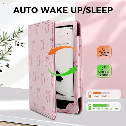 Pink Bow Case for 7"/ 6.8“ Kindle Paperwhite 12th/11th Generation,Hand Strap Stand Book Cover Sleeve for Kindle Colorsoft Signature Edtion,2025 Cute Coquette Ereader Ebook Gifts thumbnail 6