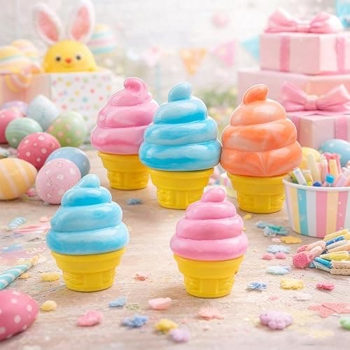 Ice Cream Squeeze Squishy, Ice Cream Cone Squishy, Slow Rise Sensory Fidget Toy,Easter Basket Stuffers Party Favors Summer Sensory Stress Relief (Pink) thumbnail 7