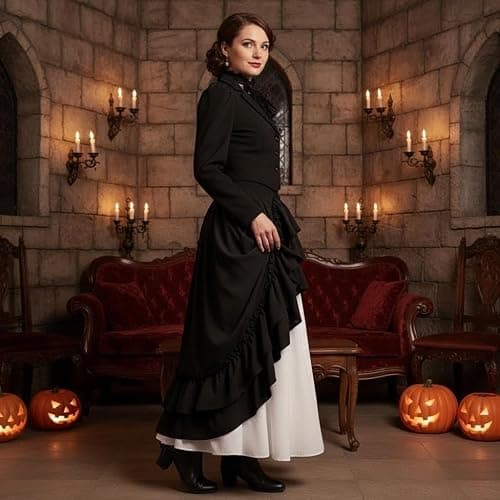 Womens Casual-Elastic-Ruffled Renaissance-Skirt - High Waist Double-Layer Lace Ruffle Renaissance Maxi Skirts thumbnail 2