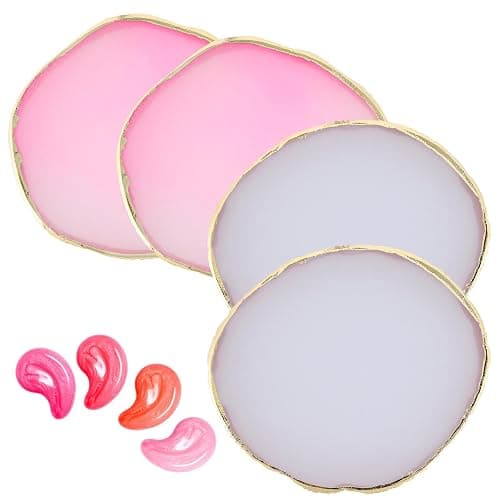 4 Pack Nail Art Palette, Resin Polish Color Design Makeup Mixing Plate - Mini Paint Palette for Nails - White, Pink - Image 1
