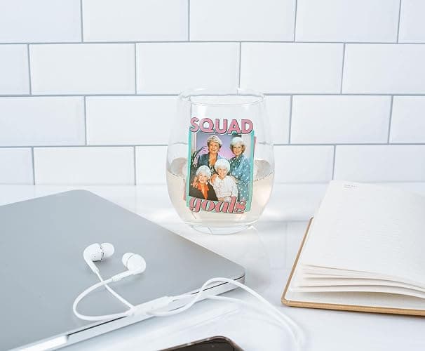 Golden Girls The Squad Goals Stemless Wine Glass | Official TV Show Collectible Drinkware | Novelty Kitchen Gifts, Cocktail Glass For Home Barware | Holds 20 Ounces thumbnail 6