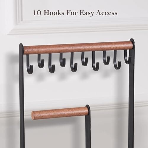 ProCase Jewelry Stand Holder Organizer, 4-Tier Necklace Holder with Ring Tray, 10 Hooks Necklaces Hanging Small Jewelry Display Storage Tower Tree for Bracelets Earrings Watches -Medium, Black thumbnail 7
