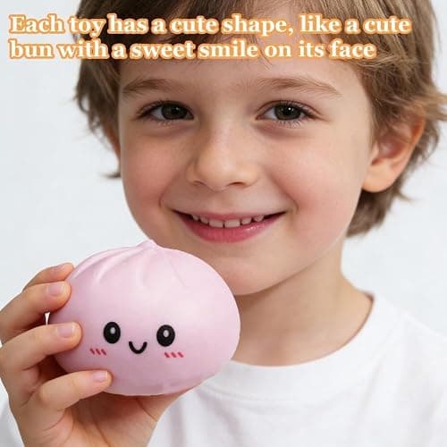 Dumpling Squishies,Glitter Dumpling, Glitter Squishy with Box,Easter Basket Stuffers (Pink) thumbnail 5