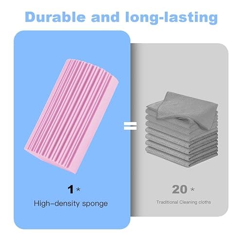 YFUIF 2-Pack Damp Clean Duster Sponge, Magic Sponge Eraser Baseboard Cleaner Tool, Dusters for Cleaning Blinds, Glass, Vents, Railings, Mirrors,Window Track Grooves and Faucets thumbnail 3