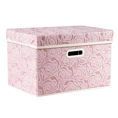 PRANDOM Collapsible Storage Boxes with Lids Fabric Decorative Storage Bins Cubes Organizer Containers Baskets with Cover Handles Divider for Bedroom Closet Living Room 14.9x9.8x9.8 Inch 1 Pack - Image 1