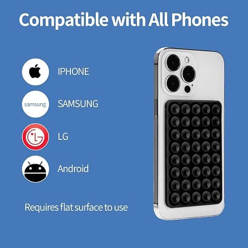 QWEIDHI Silicone Suction Phone Case Adhesive Mount, Hands-Free Strong Grip Holder for Selfies, Silicon Adhesive Stand Sticky for Cell Phone (Black) thumbnail 6