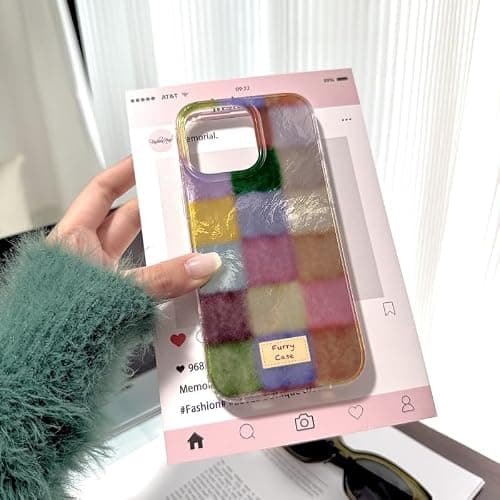 Reownest Handyhülle für iPhone 13/iPhone 14 Hülle, Cute Bunt Dopamin Kariert Muster Aesthetic Design mit Stoßfeste Kratzfeste Soft Case für Mädchen Frauen - Bunt thumbnail 8