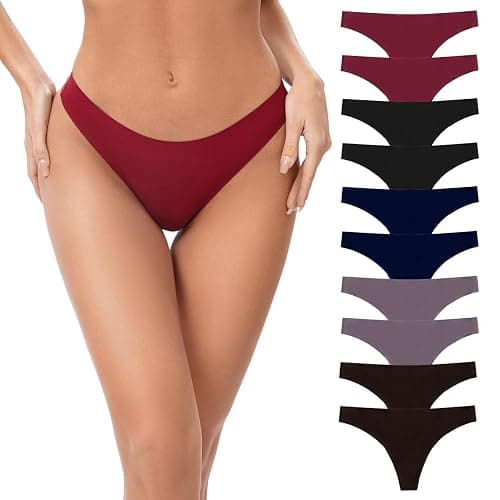 POKARLA Seamless Thongs for Women No Show Underwear Pack of 10 - Image 1