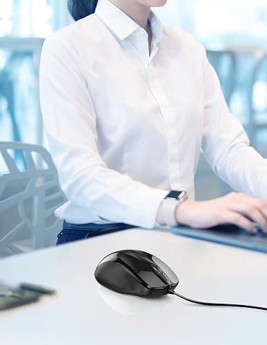 TECKNET USB Wired Mouse, 6-Button Corded Computer Mouse with 4 Adjustable DPI, Optical Computer Mice with Ergonomic Design and 5FT Cord for Laptop, Chromebook, PC, Desktop, Mac, Notebook-Black thumbnail 6