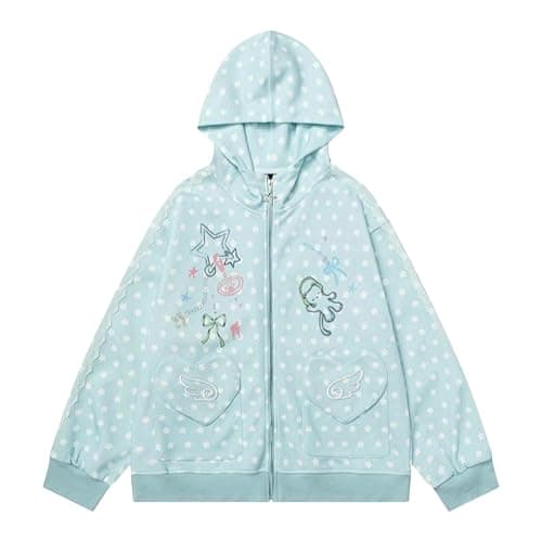 OANTGM Whimsy Twee Kawaii Cute Sweatshirts Cutecore Zip Up Hoodie | Harajuku Y2k 2000s Preppy Aesthetic Clothes - Image 1