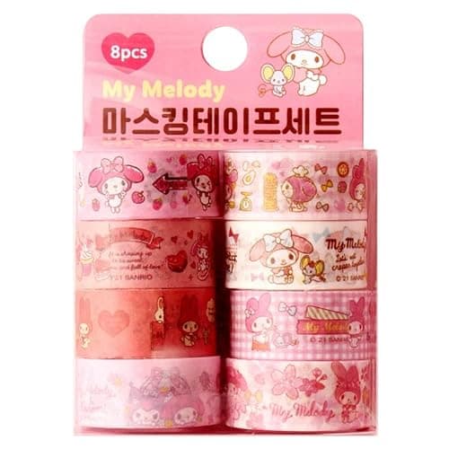 [8-in-1] My Melody Cute Adorable Pink Assorted Masking Tape Set - Image 1
