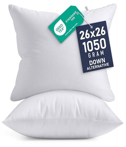 Utopia Bedding 26x26 Pillow Inserts, Set of 2, White – Indoor Decorative Throw Pillows for Bed, Sofa & Couch – Soft, Supportive & Fluffy Cushion Inserts thumbnail 4
