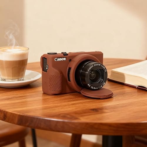 Frevyve Case for Canon G7X Mark III Camera, Soft Silicone Protective Case, Slim Fit Sleeve with Removable Lens Cover and Screen Protector Accessories, Lightweight, Anti-Scratch (Dark Brown) thumbnail 5