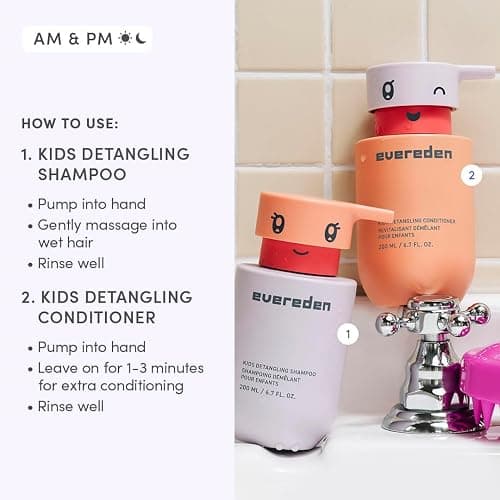 Evereden Happy Hair Duo for Kids: Vegan Shampoo and Conditioner Set with Detangler Brush - Strengthens & Smooths All Hair Types thumbnail 8