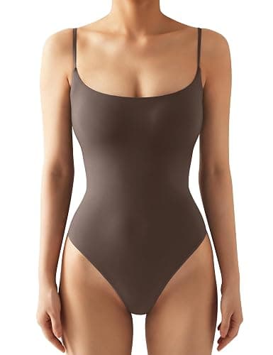 SUUKSESS Women Sexy Square Neck Thong Bodysuit Backless Cami Bodysuit Top - Image 1