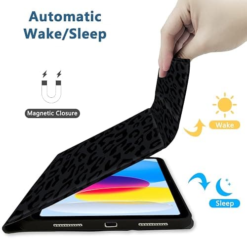 TopPerfekt Case Keyboard for iPad Gen 11th (A16) 11-inch 2025 / iPad 10th 10.9-inch 2022，Detachable, Rechargeable, Magnetically Absorbent,Pencil Holder for 10.9 inch Case with Keyboard- Black Leopard thumbnail 5