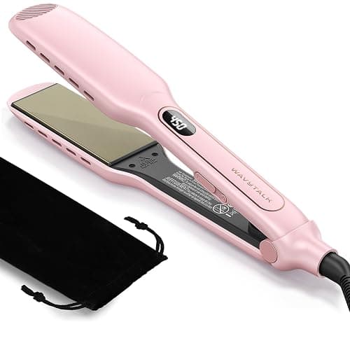 Wavytalk Wet to Straight Hair Straightener, 1.75″ Wide Vent Sesh Flat Iron | Straightener for Damp or Dry Hair with Dual Voltage Leave Silky Smooth Look, 20% Faster Styling, Pink - Image 1