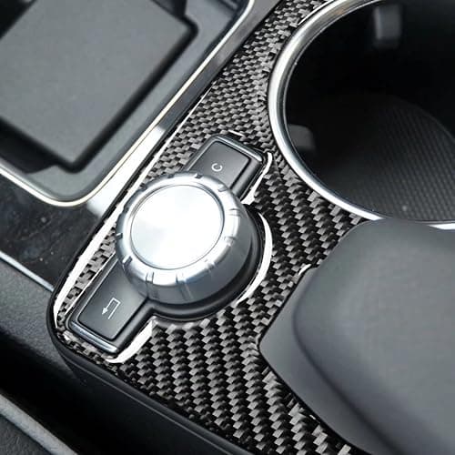 Cup Holder Panel Trim Stickers Compatible with Mercedes-Benz C-Class W204 C180 C200 C250 Coupe Sport C300 C63 AMG 2007-2014 Car Accessories Center Control Real Carbon Fiber thumbnail 4