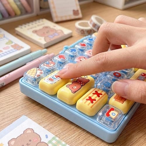 26-Key Cute Cartoon Clicky Keyboard Fidget Toy Keychain Stress Relief Keycap Clicker with Sensory Buttons Keyring Bag Pendant thumbnail 8